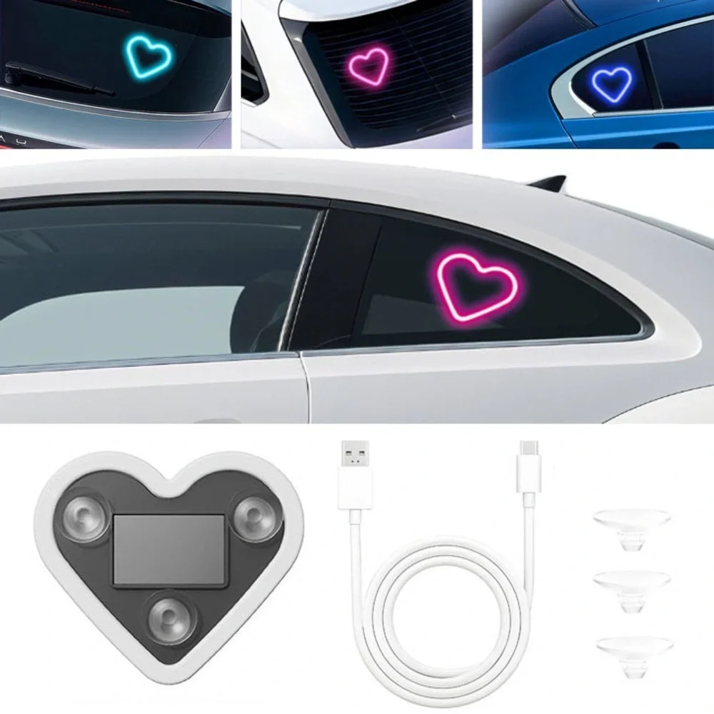 Heart-Shaped Ambient Car Light - Blue